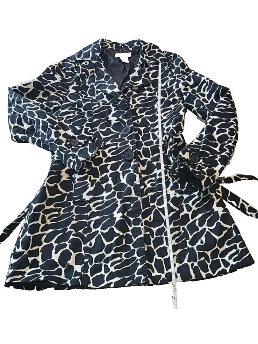 Luii Animal Print Jacket Small Tie Front Safari Chic Peplum Lightweight Coat - Picture 4 of 16